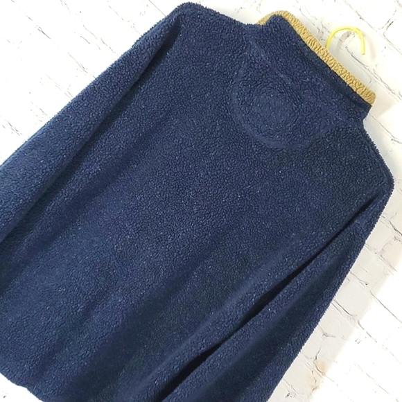 Vintage 90s Field & Stream Outdoor Sherpa Fleece Blue Tan Womens Jacket Size Med - Picture 15 of 17